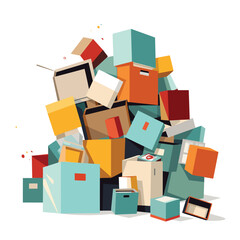 pile of wet boxes vector flat minimalistic isolated illustration