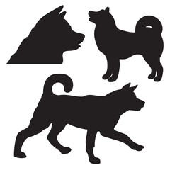 Silhouette Collection of Akita Dog