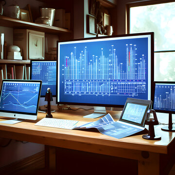 meeting on the desk, blue print, graph, visualization, graph, data interpretation