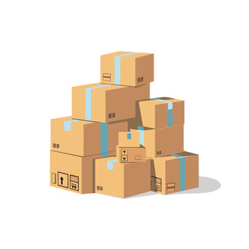 stack of boxes Warehouse set vector flat isolated illustration