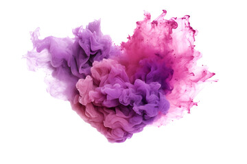 Heart-shaped smoke colorful, pink and purple smoke bombs isolated, abstract colored, created with Generative AI technology
