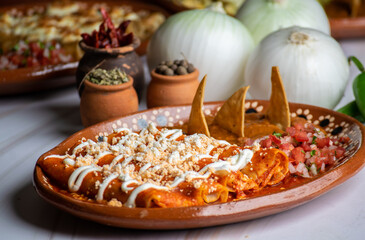Enchiladas, comida mexicana, gastronomia tradicional mexicana, salsa roja