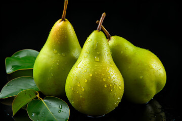 Fototapeta na wymiar pears on a black background