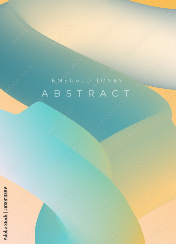 Wall mural trendy design template with fluid liquid wavy shapes. vector abstract gradient backgrounds with gree