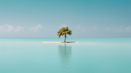 paradise small island, with blue and clear sea, reflections in the sea, tranquility and peace, vacations of enjoyment