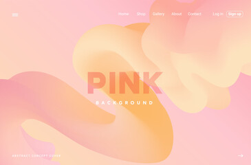 Pink yellow fluid wave gradient landing page. Rose modern flow bland shape background design for cover, poster, flyer, presentation, advertising, banner