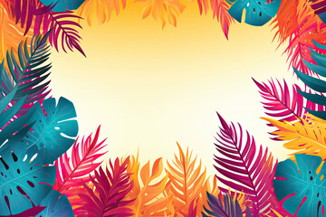 Fototapeta na wymiar Abstract illustration with jungle exotic leaves, colorful design, summer background and banner, hello Summer concept design, exotic leaves background