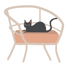 Isolated colored furniture chair with a cat Vector