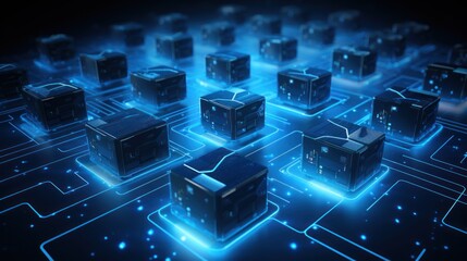 Obraz premium Comprehensive IT infrastructure setup, including servers, switches, routers, and structured cabling systems