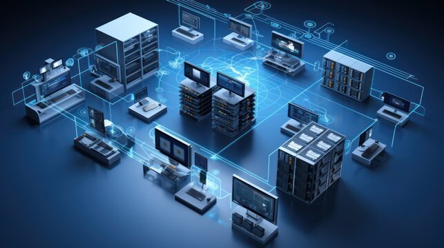 Comprehensive IT infrastructure setup, including servers, switches, routers, and structured cabling systems