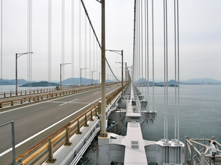 Kagawa, Japan - June 25, 2023: SETO CHUO EXPWY on The Great Seto Bridge or Seto Ohashi Bridge
