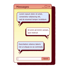 Message box. Retro PC user interface aestetic. 80s 90s old computer user interface element and vintage aesthetic icon.