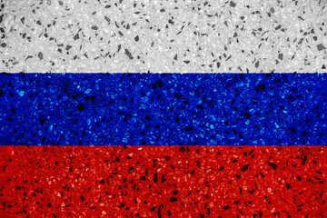 Flag of Russian Federation on a textured background. Concept collage.