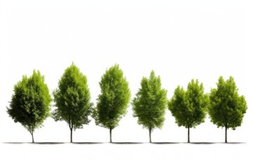 stock photo of Green trees white isolated background Generative AI