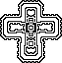 Cross with black and white patterns . 