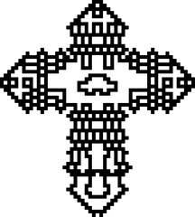 Cross with black and white patterns . 