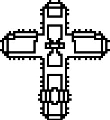 Cross with black and white patterns . 