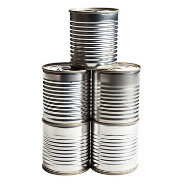 Stacked canned food tin cans isolated - Generative AI