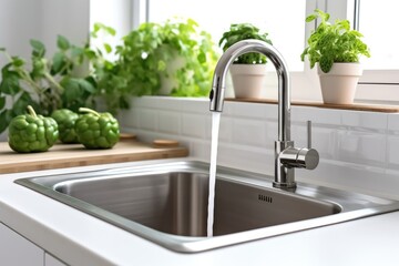 stock photo of inside home view sink close up - obrazy, fototapety, plakaty