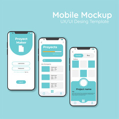 Colored mobile app mockup templates Vector