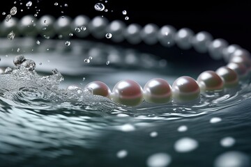 Pearls and water luxury background, generative ai