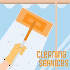 Cleaning services concept poster Window cleaner Vector