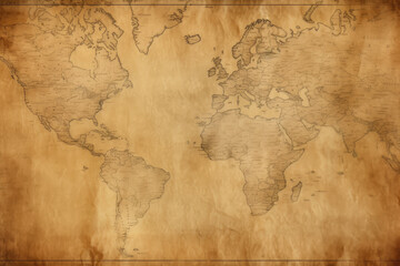 Obraz na płótnie Canvas Old map on discolored parchment paper