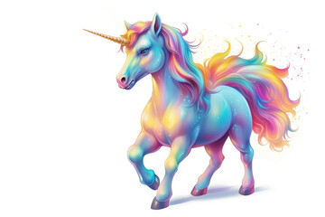 Fototapeta na wymiar A colorful rainbow Unicorn isolated on a white background