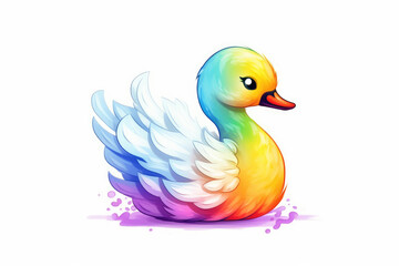 A rainbow duck isolated on a white background