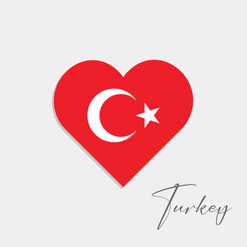 turkey flag inside heart on gray background