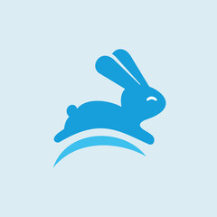 Obraz premium cute and happy rabbit hopping logo