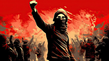 red revolution revolt communism activist guerilla - by generative ai
