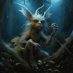 goblin mage druid old sage grim dark fantasy - by generative ai