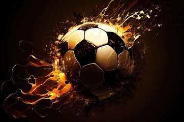 Fototapeta premium Soccer Ball Fast Black Wallpaper Generative AI