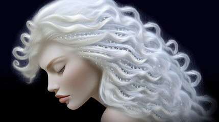 fantasy fairy princess white purity fashion hairstyle - by generative ai