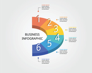 circle pie chart template for infographic for presentation for 6 element