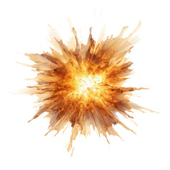 a burst of radiant energy emanating abstract shape, 3d render style, isolated on a transparent background, generative ai
