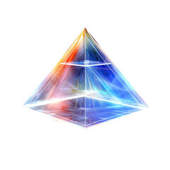 a levitating crystalline pyramid refracting light abstract shape, 3d render style, isolated on a transparent background, generative ai - obrazy, fototapety, plakaty