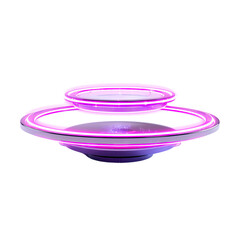 violet levitating platform with rotating rings abstract shape, 3d render style, isolated on a transparent background, generative ai