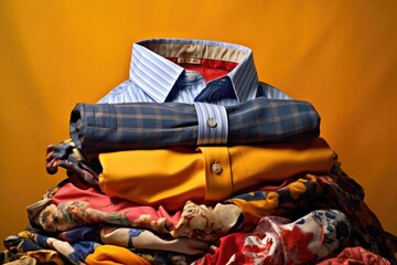 photo of a pile of clothes old fashion vintage style Photography AI Generated