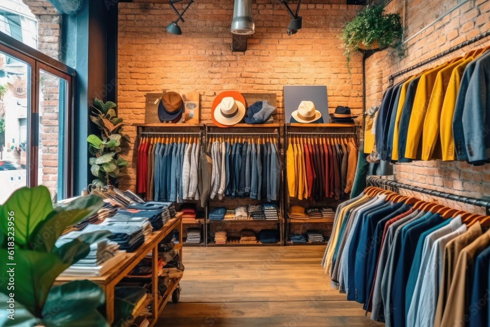 Wall mural photo of inside empty clothing shop Photography