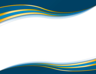 Elegant Blue & Gold Wave Border Frame Transparent Background Flyer Template