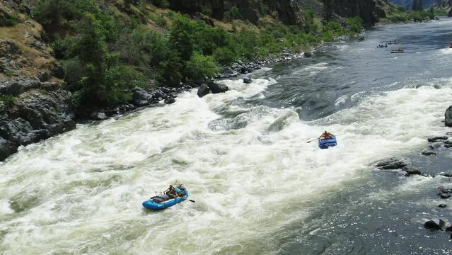 RIver Rafters in Hells Canyon white water rapids in Idaho