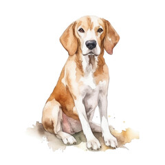 beagle puppy watercolor isolated on transparent background cutout