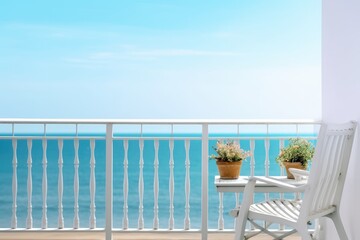Fototapeta na wymiar photo of hotel balcony with beach view Photography