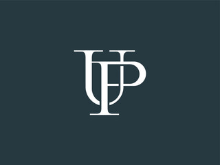 Letter UP serif font typography logo with classic modern style for signature symbol, personal brand, wedding monogram, etc.