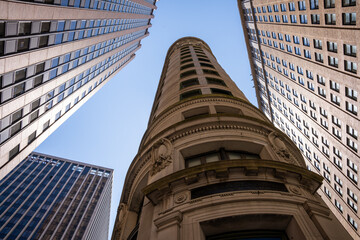 Curved facade in lower Manhattan financial district 