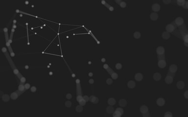 Abstract background. Molecules technology with polygonal shapes, connecting dots and lines. Connection structure. Big data visualization.