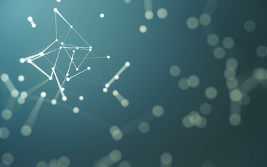 Abstract background. Molecules technology with polygonal shapes, connecting dots and lines. Connection structure. Big data visualization.