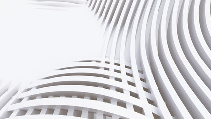 Abstract Curved Shapes. White Circular Background.